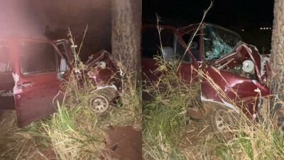 Imagem da notícia Casal de idosos fica gravemente ferido após caminhonete se dobrar ao meio em batida contra árvore na BR-060, em Camapuã